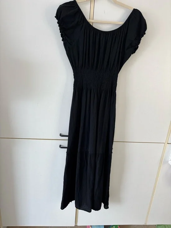 Black Dark Cottagecore Whimsigoth Midi Dress Romantic Lace Crochet Embroidery - Picture 9 of 14